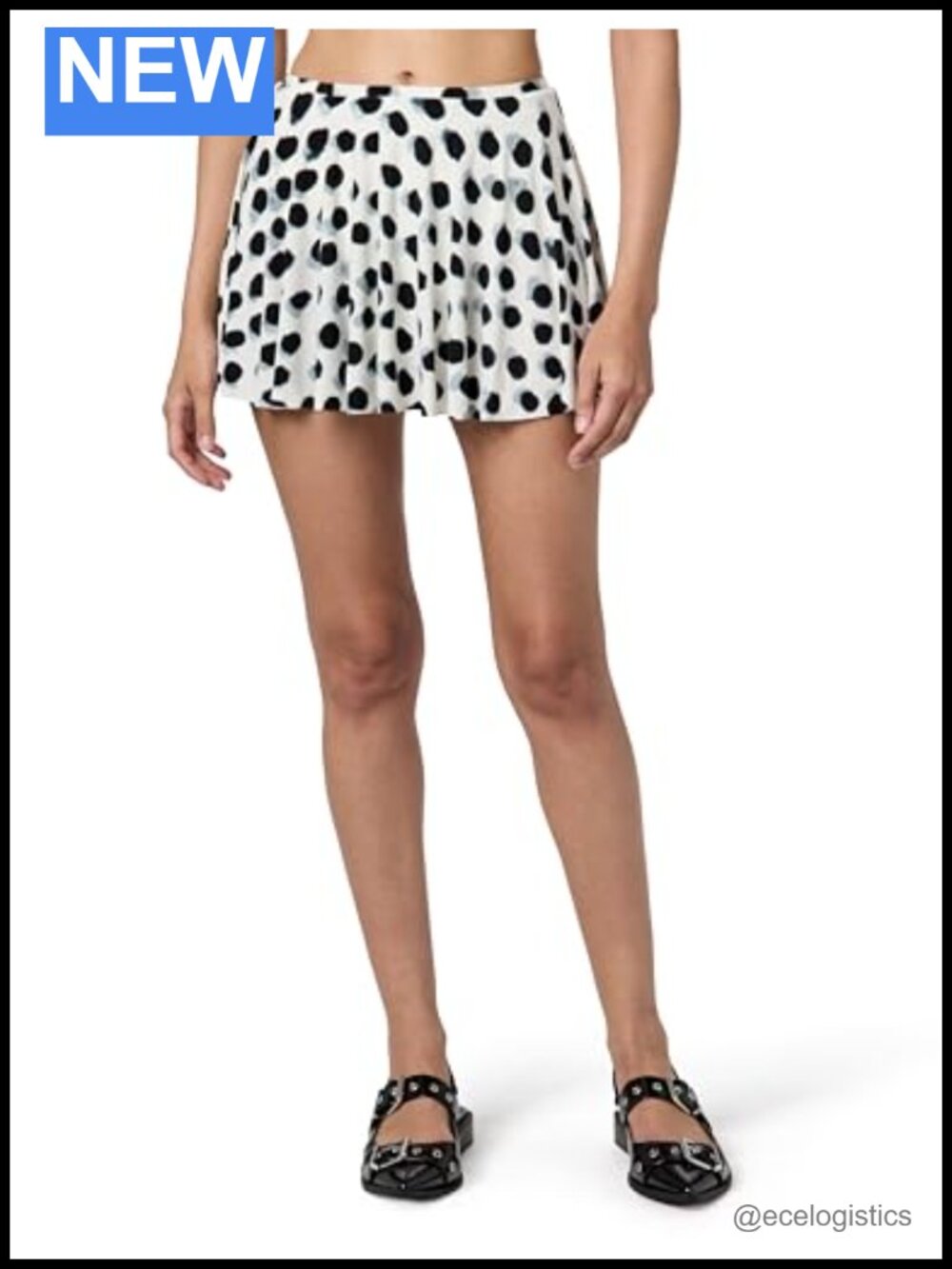 Mini Skating Skirt with Attached Panty and Pleat Detailing Polyester Spandex